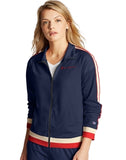 Champion Women Script Logo Full Zip  Ribbed Jacket - Navy