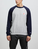 Champion Mens Lightweight Terry Colour Block Crew - Oxford Heather/ Navy