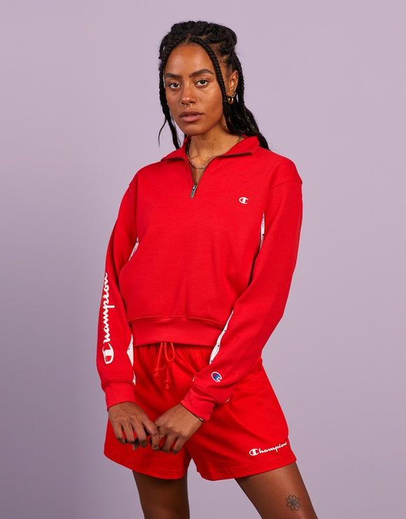 Champion Womens Rochester Quater Zip Crew Jumper  - Red/White