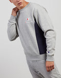 Champion Mens Sps Panel Crew Jumper - Oxford Heather/ Navy