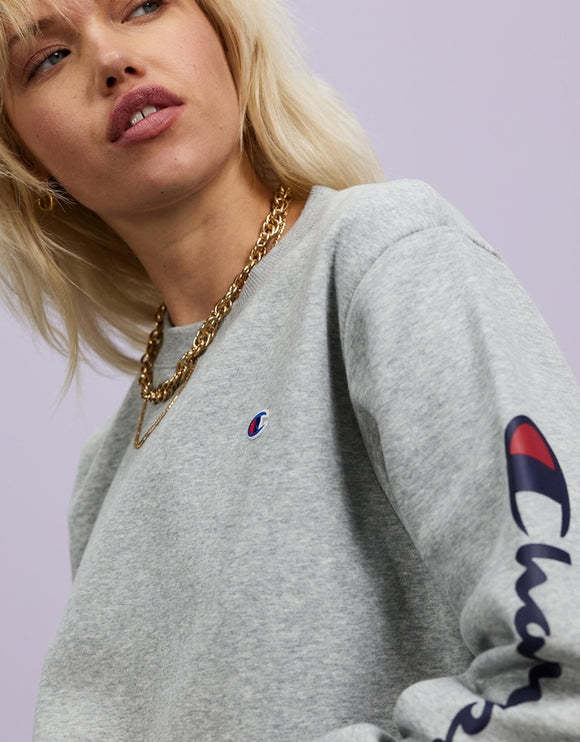 Champion Womens Sps Graphic Crop Pullover Crew  - Print 6Y7 (Grey)