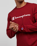 Champion Mens  Script Long Sleeve Tee - Dusty Clay