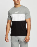 Puma Mens Ess+ Colorblock Tee - Medium Grey Heather