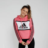 Adidas Womens Logo Colorblock Cropped Hoodie - Hazy Rose/Black/White