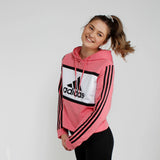 Adidas Womens Logo Colorblock Cropped Hoodie - Hazy Rose/Black/White