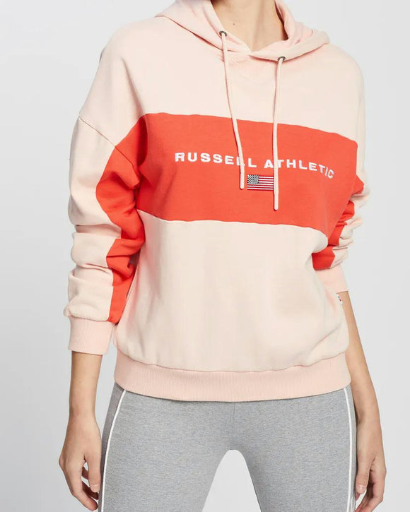 Russell Athletic  Womens Usa Blocked Hoodie - Salt/Pink