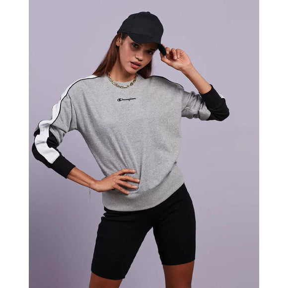 Champion Womens Euro Rochester Neo Crew Jumper  - Light Grey Marle