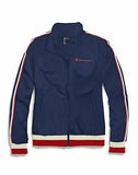 Champion Women Script Logo Full Zip  Ribbed Jacket - Navy