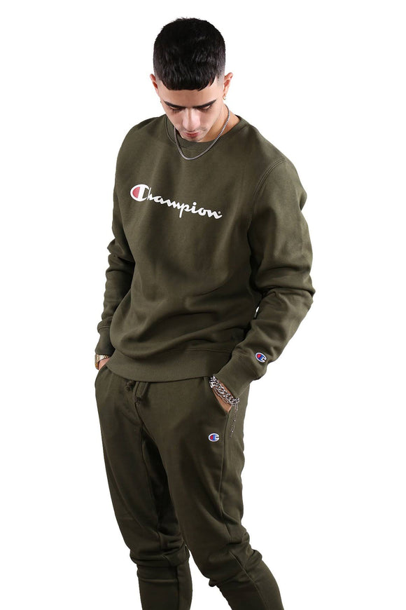 Champion Men Script Crew Jumper - Forest Floor